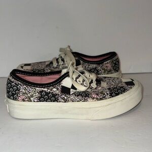 Vans Black and Pink Floral Sneakers